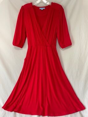 Draper James “RSVP Reese Witherspoon”Knit Wrap Dress in vibrant red, XS